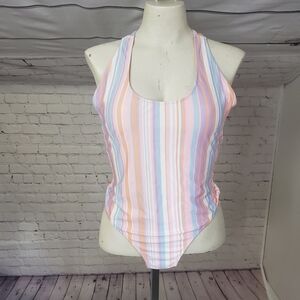 Skinny Dip Striped One Piece Cheeky Racerback Bathing Suit Swim Swimsuit